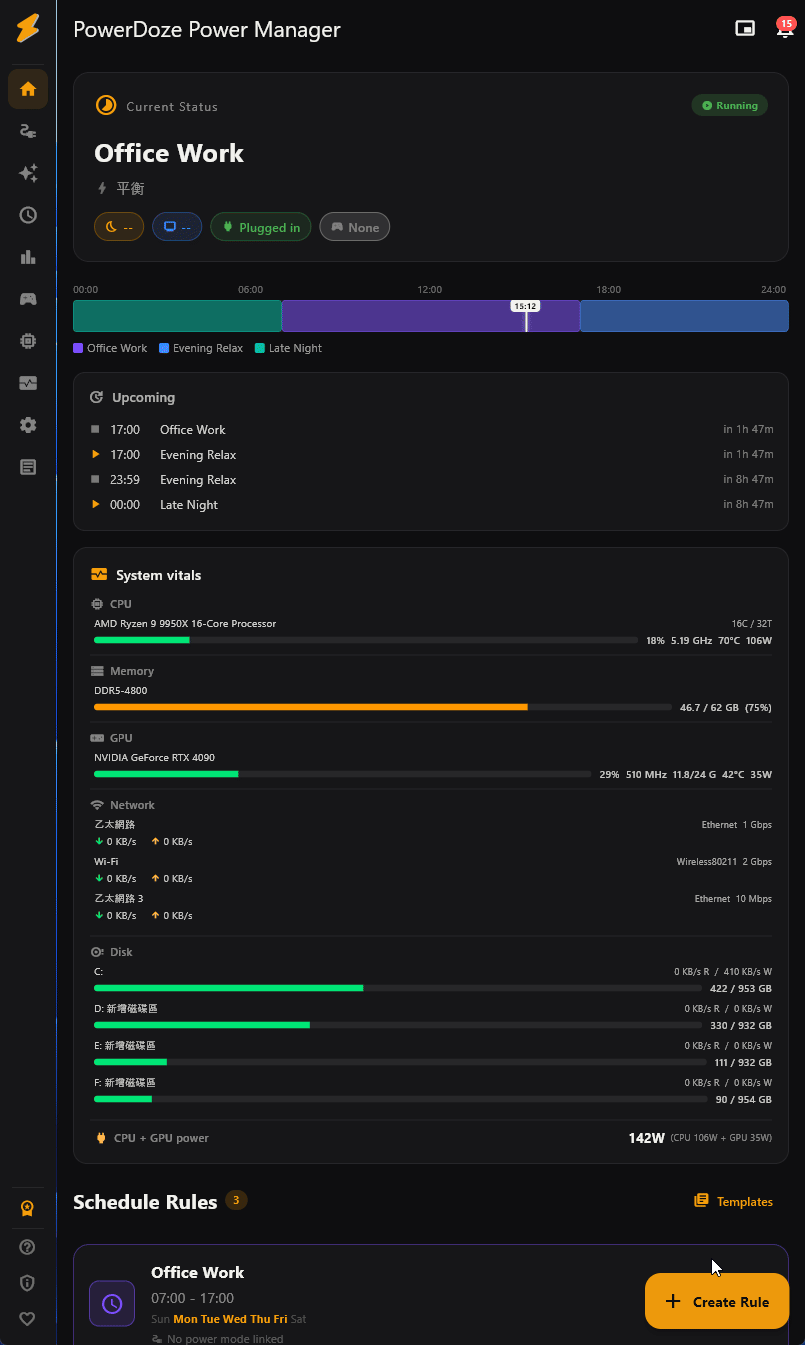 Power Modes demo